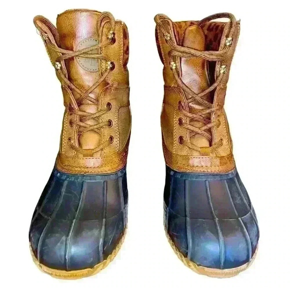 Tommy Hilfiger Womens Lined Duck Boots Size 9 Brown Leopard Print Active outdoor - Picture 5 of 8